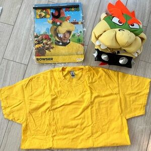 Bowser from Super Mario Bros head piece and shirt, 14+ (Adult size)